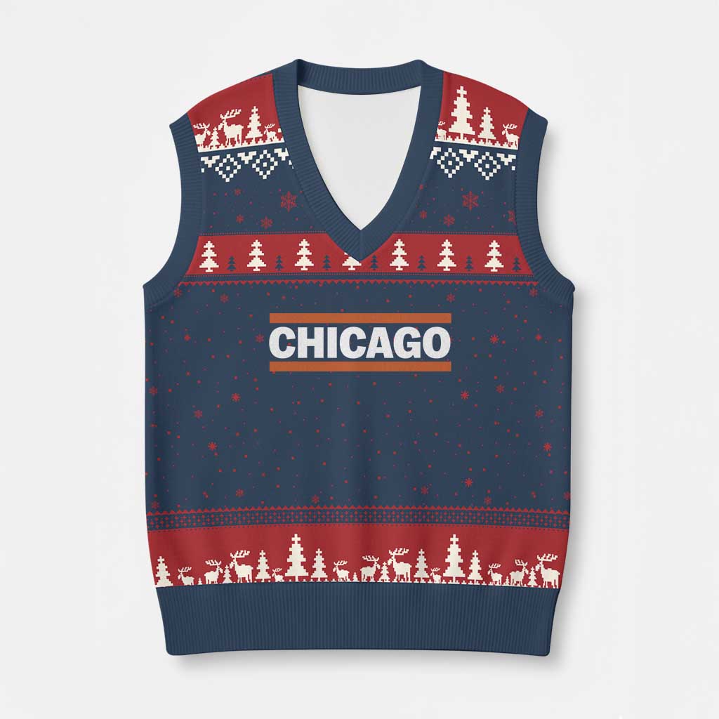 Chicago V-Neck Knit Sweater Vest Classic Retro City Illinois IL Lake Michigan Midwest Pride - Wonder Print Shop