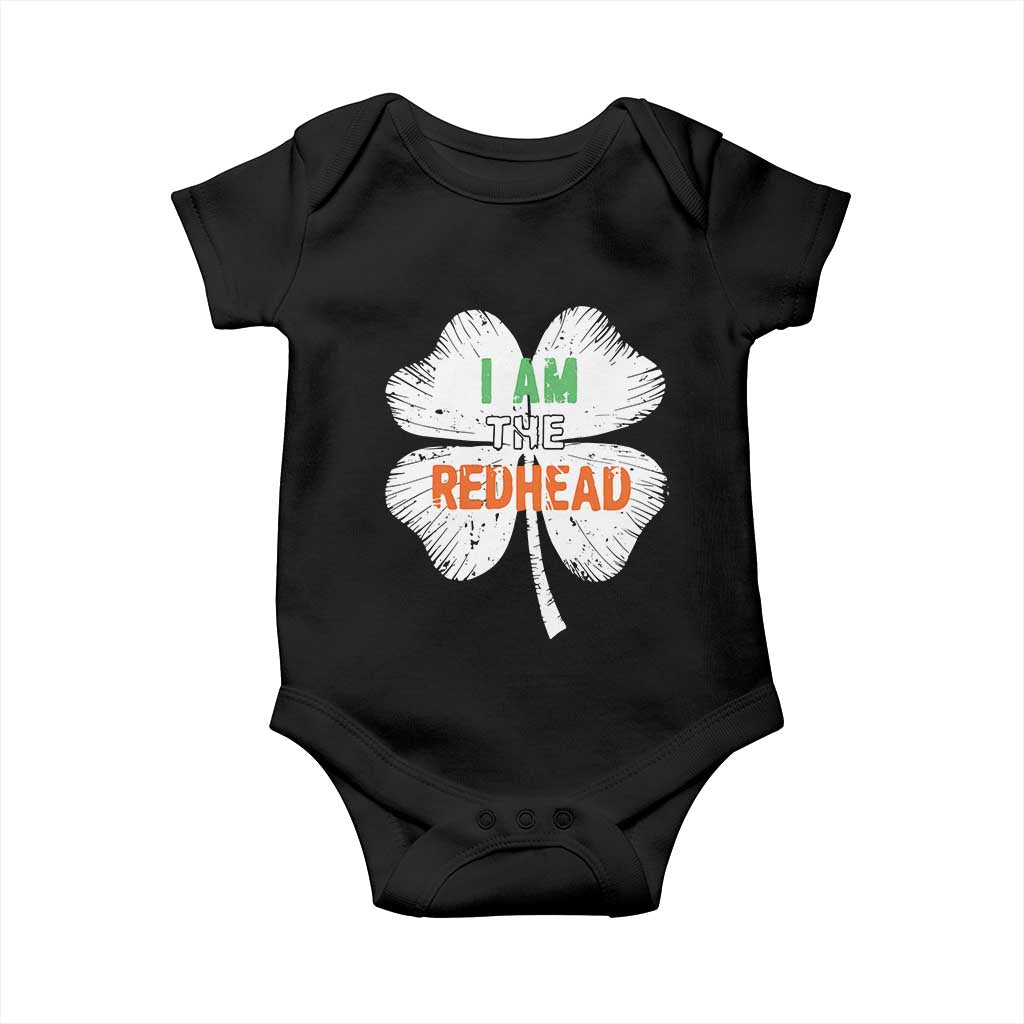 Funny Irish St Patrick's Day I Am The Redhead Baby Onesie Vintage Clover Shamrock