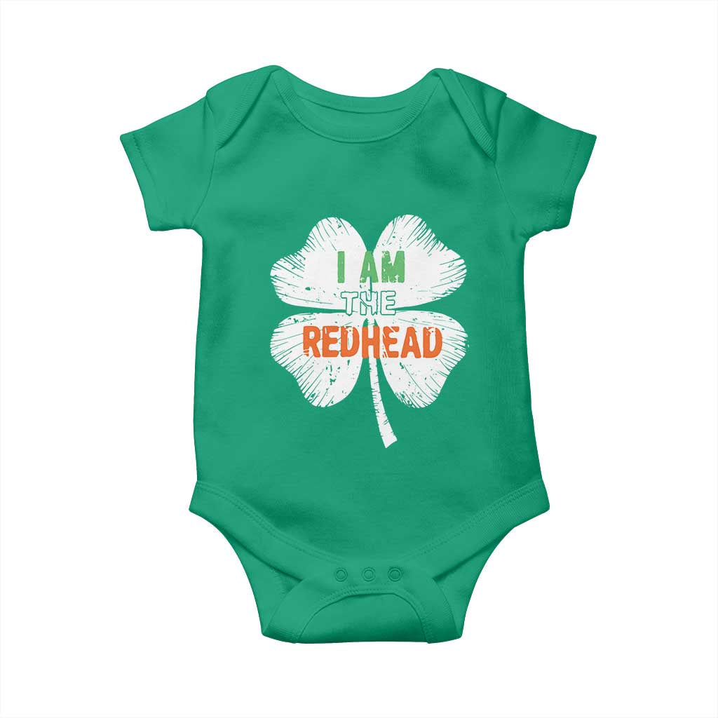 Funny Irish St Patrick's Day I Am The Redhead Baby Onesie Vintage Clover Shamrock