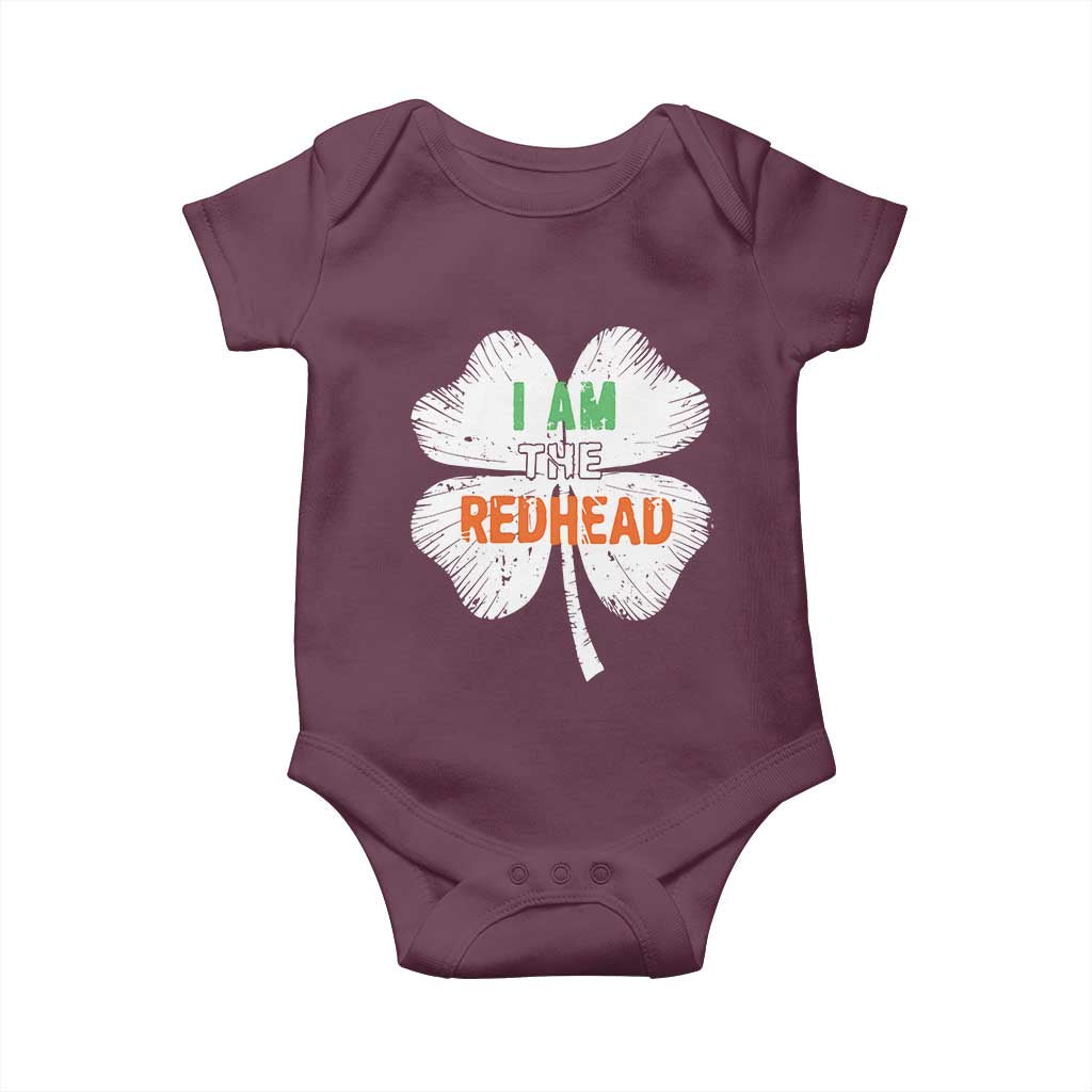 Funny Irish St Patrick's Day I Am The Redhead Baby Onesie Vintage Clover Shamrock
