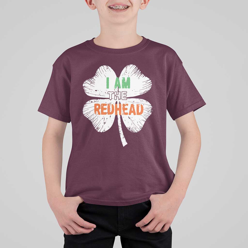 Funny Irish St Patrick's Day I Am The Redhead T Shirt For Kid Vintage Clover Shamrock