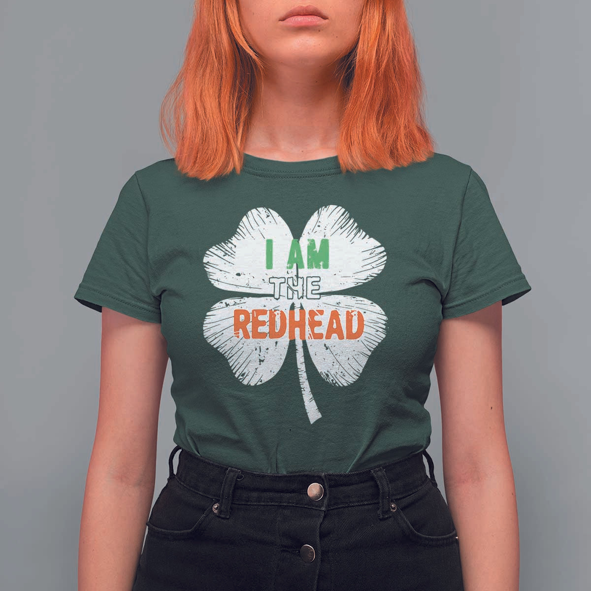 Funny Irish St Patrick's Day I Am The Redhead T Shirt For Women Vintage Clover Shamrock