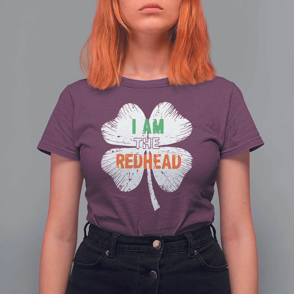 Funny Irish St Patrick's Day I Am The Redhead T Shirt For Women Vintage Clover Shamrock