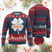 Funny Irish St Patrick's Day I Am The Redhead Knitted Sweatshirt Vintage Clover Shamrock - Wonder Print Shop