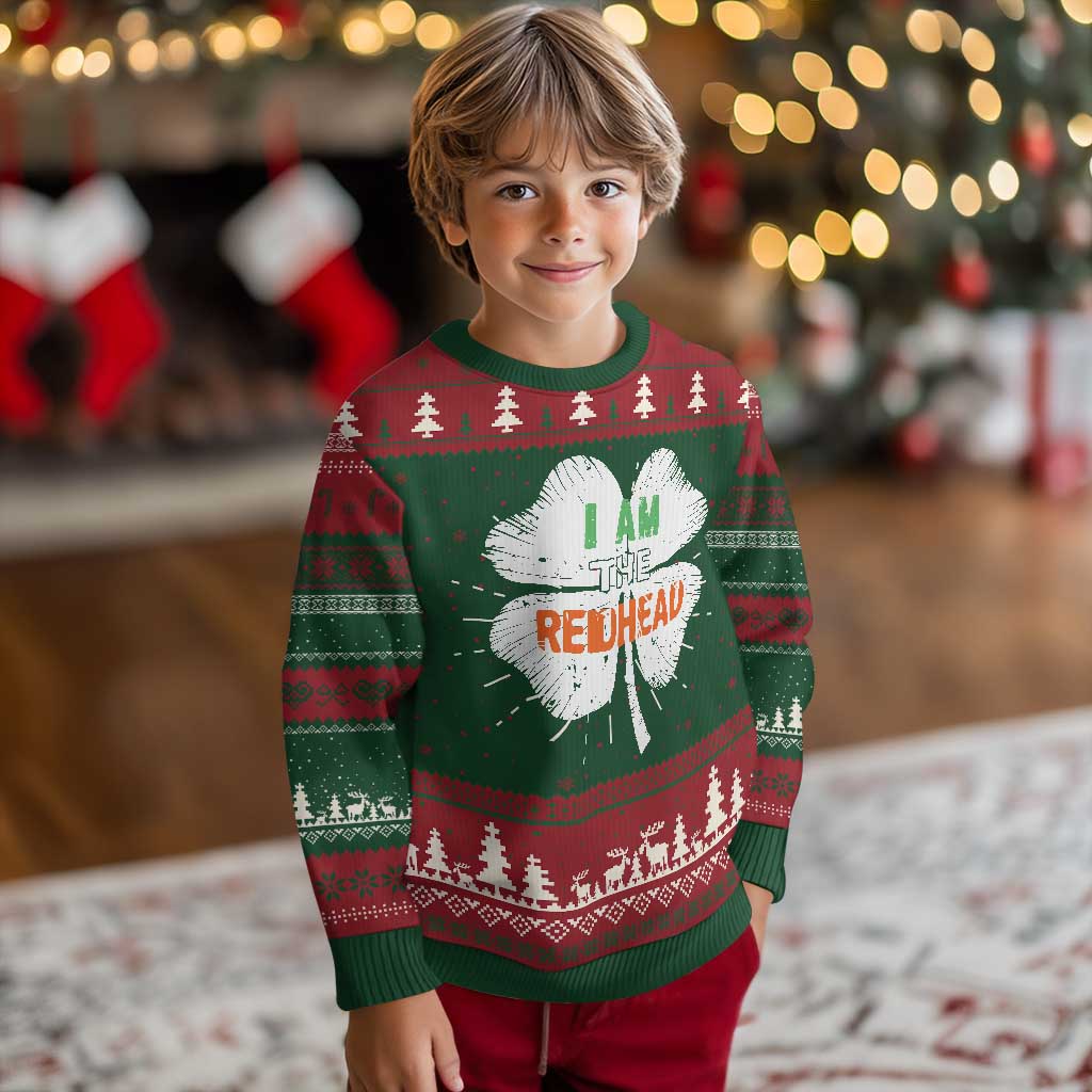 Funny Irish St Patrick's Day I Am The Redhead Knitted Sweatshirt Vintage Clover Shamrock - Wonder Print Shop