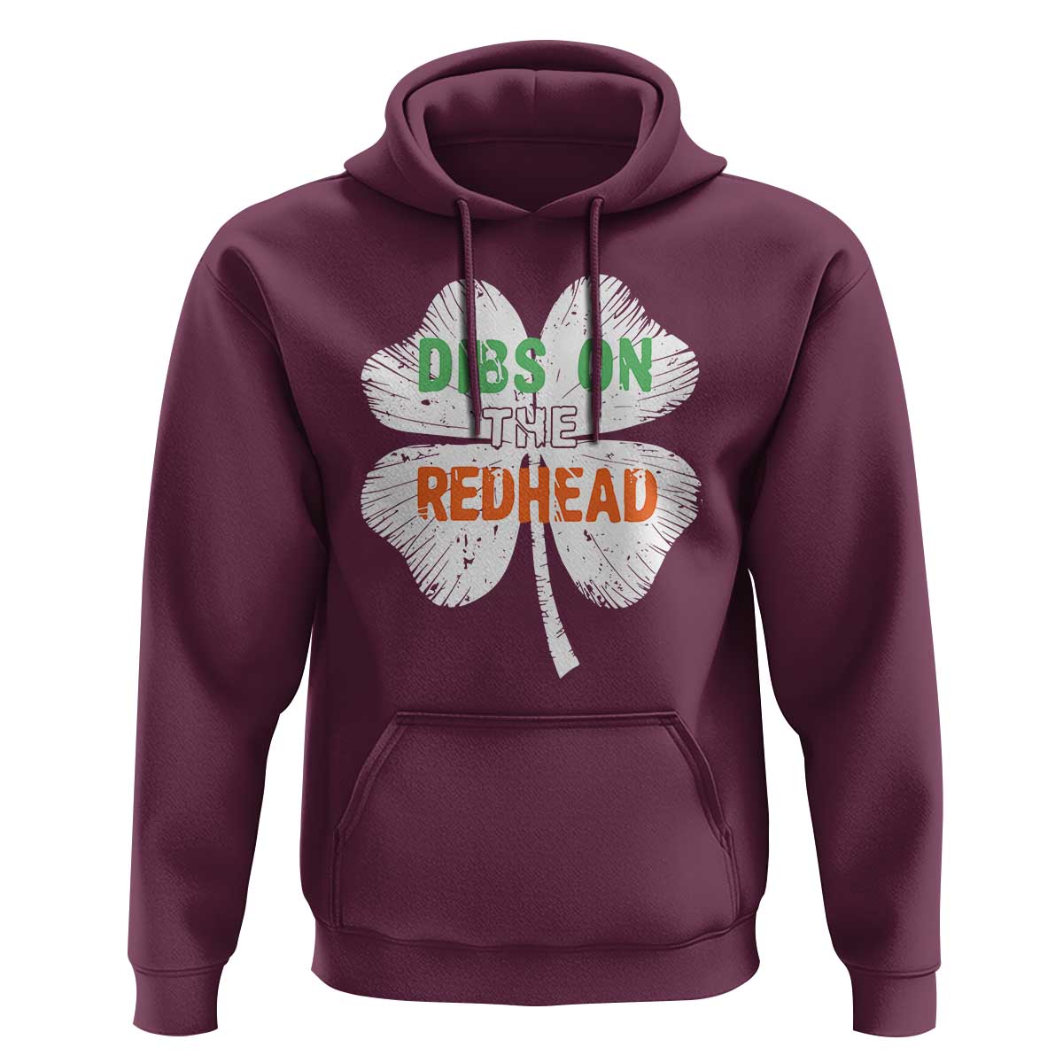 Funny Irish St Patrick's Day Dibs On The Redhead Hoodie Vintage Clover Shamrock