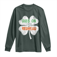 Funny Irish St Patrick's Day Dibs On The Redhead Long Sleeve Shirt Vintage Clover Shamrock
