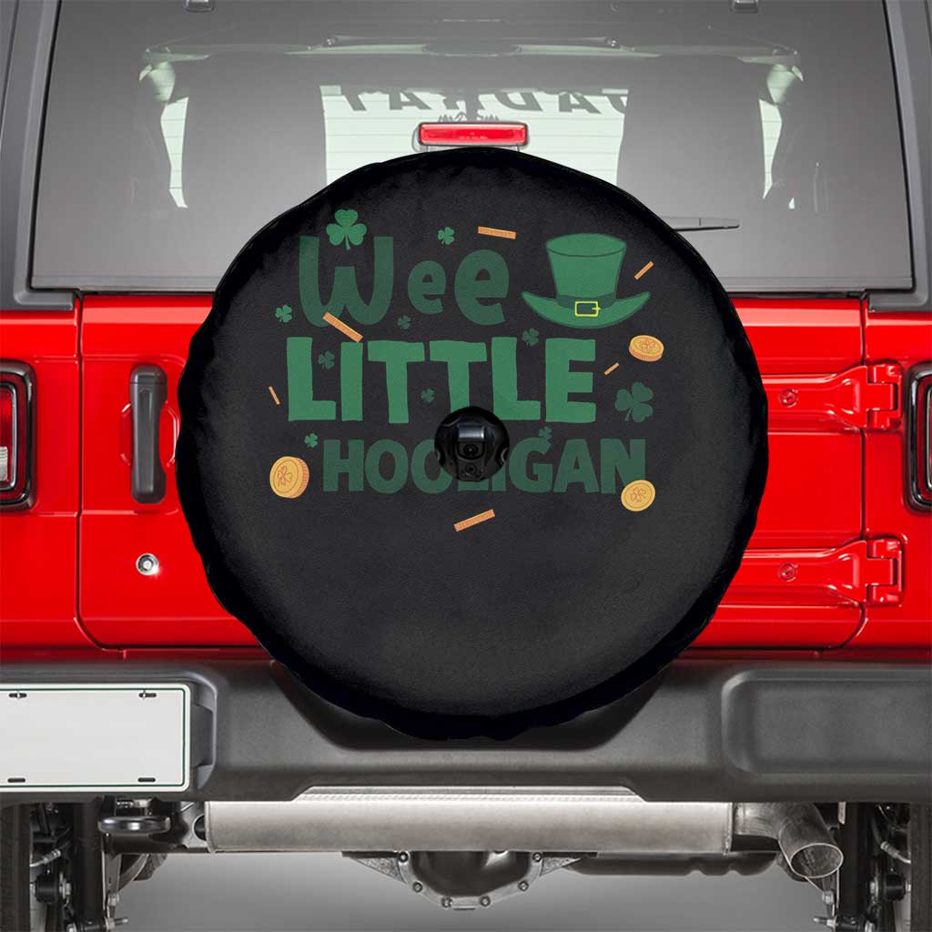 Funny St Patrick's Day Wee Little Hooligan Spare Tire Cover Shamrock