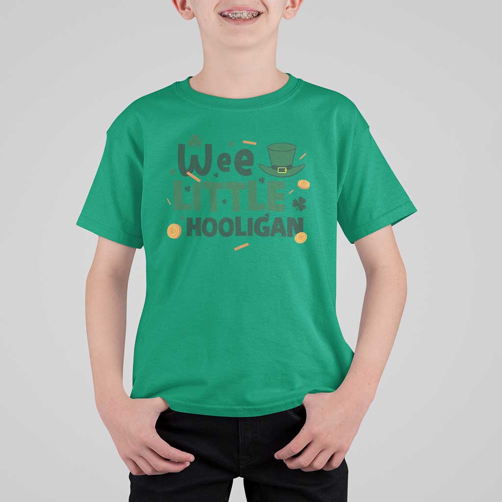 Funny St Patrick's Day Wee Little Hooligan T Shirt For Kid Shamrock