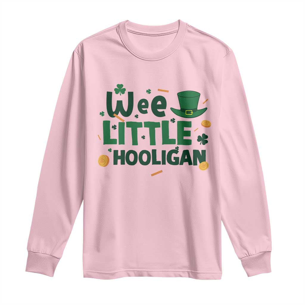 Funny St Patrick's Day Wee Little Hooligan Long Sleeve Shirt Shamrock