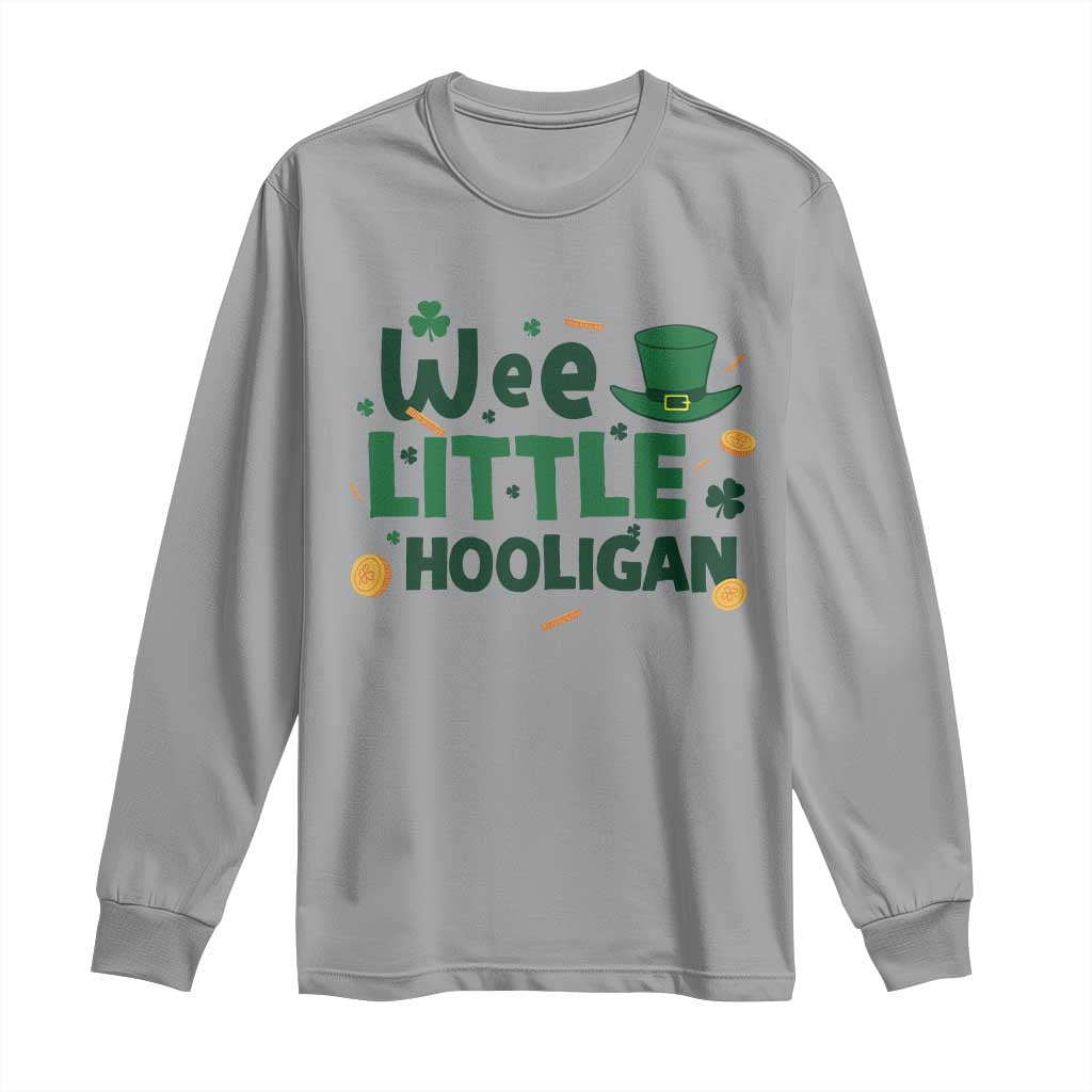 Funny St Patrick's Day Wee Little Hooligan Long Sleeve Shirt Shamrock