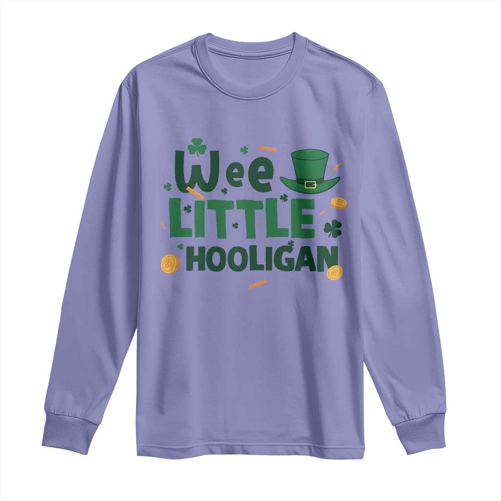 Funny St Patrick's Day Wee Little Hooligan Long Sleeve Shirt Shamrock