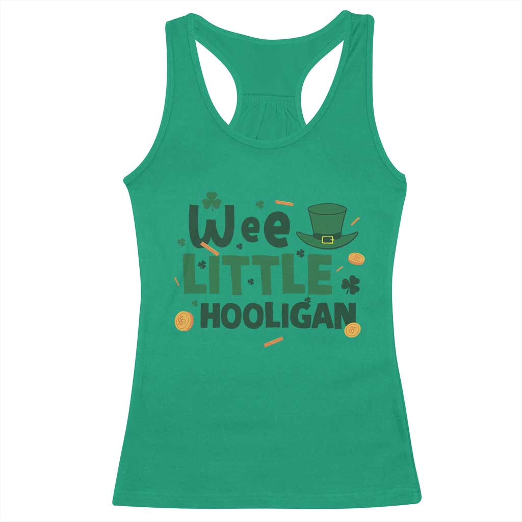 Funny St Patrick's Day Wee Little Hooligan Racerback Tank Top Shamrock