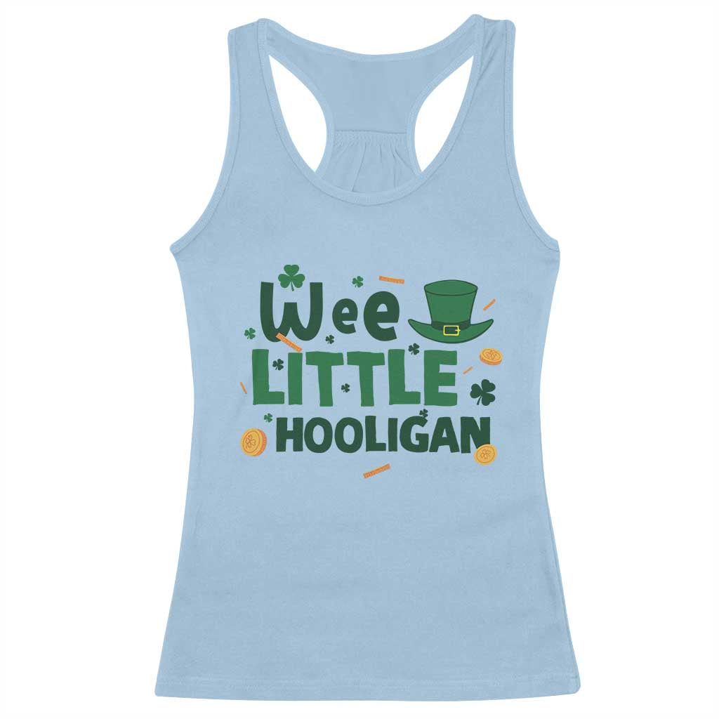 Funny St Patrick's Day Wee Little Hooligan Racerback Tank Top Shamrock