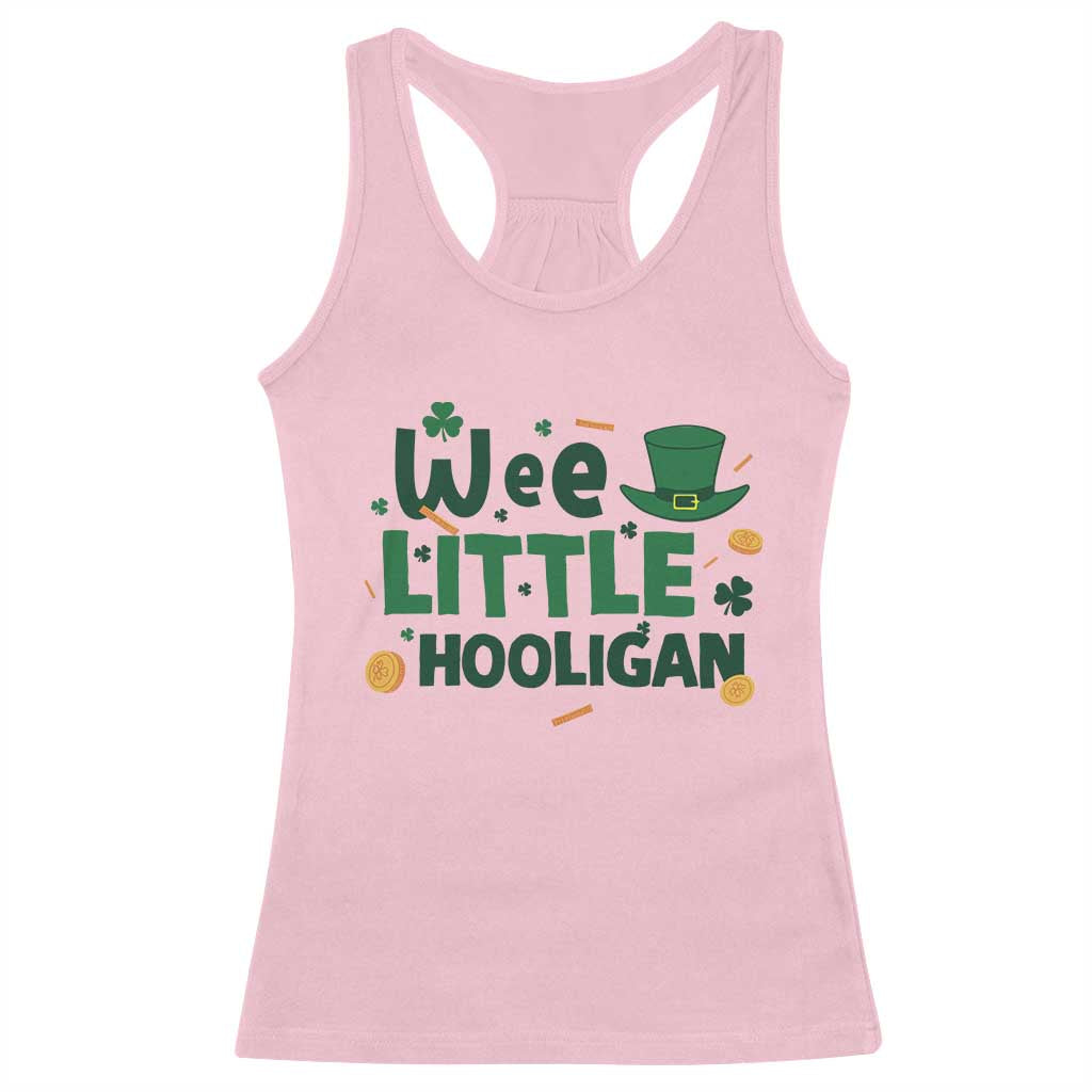 Funny St Patrick's Day Wee Little Hooligan Racerback Tank Top Shamrock