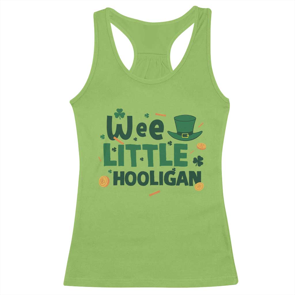 Funny St Patrick's Day Wee Little Hooligan Racerback Tank Top Shamrock
