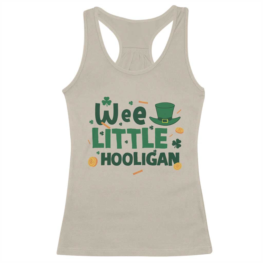 Funny St Patrick's Day Wee Little Hooligan Racerback Tank Top Shamrock