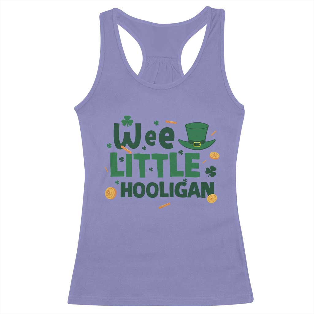 Funny St Patrick's Day Wee Little Hooligan Racerback Tank Top Shamrock