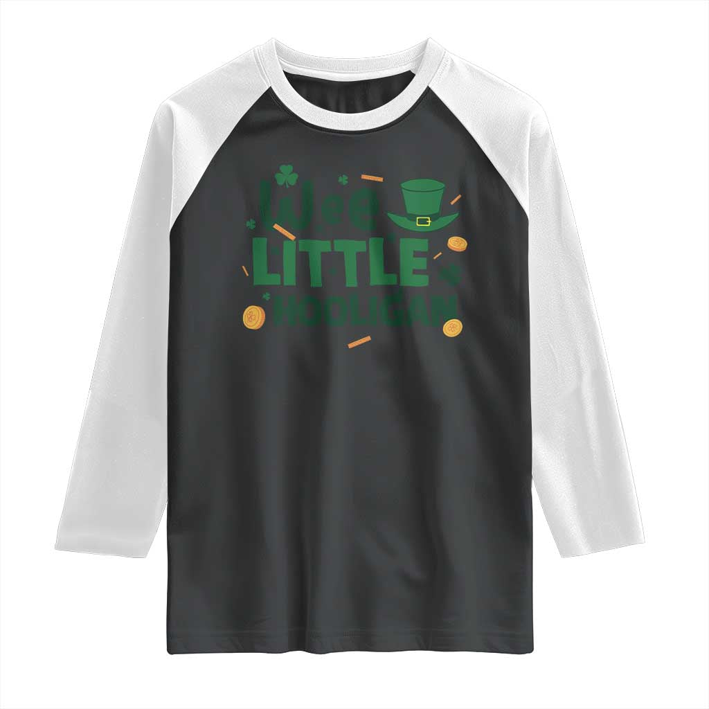 Funny St Patrick's Day Wee Little Hooligan Raglan Shirt Shamrock