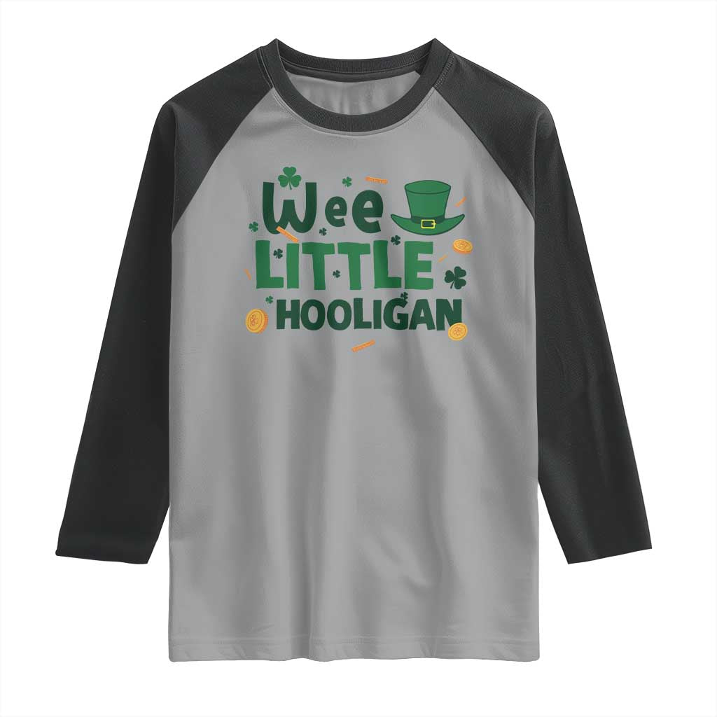 Funny St Patrick's Day Wee Little Hooligan Raglan Shirt Shamrock