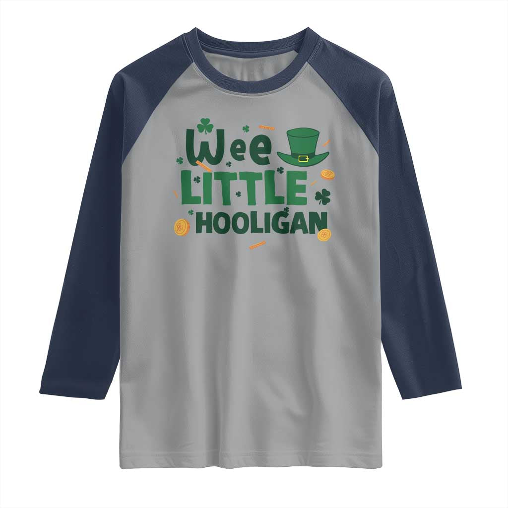 Funny St Patrick's Day Wee Little Hooligan Raglan Shirt Shamrock