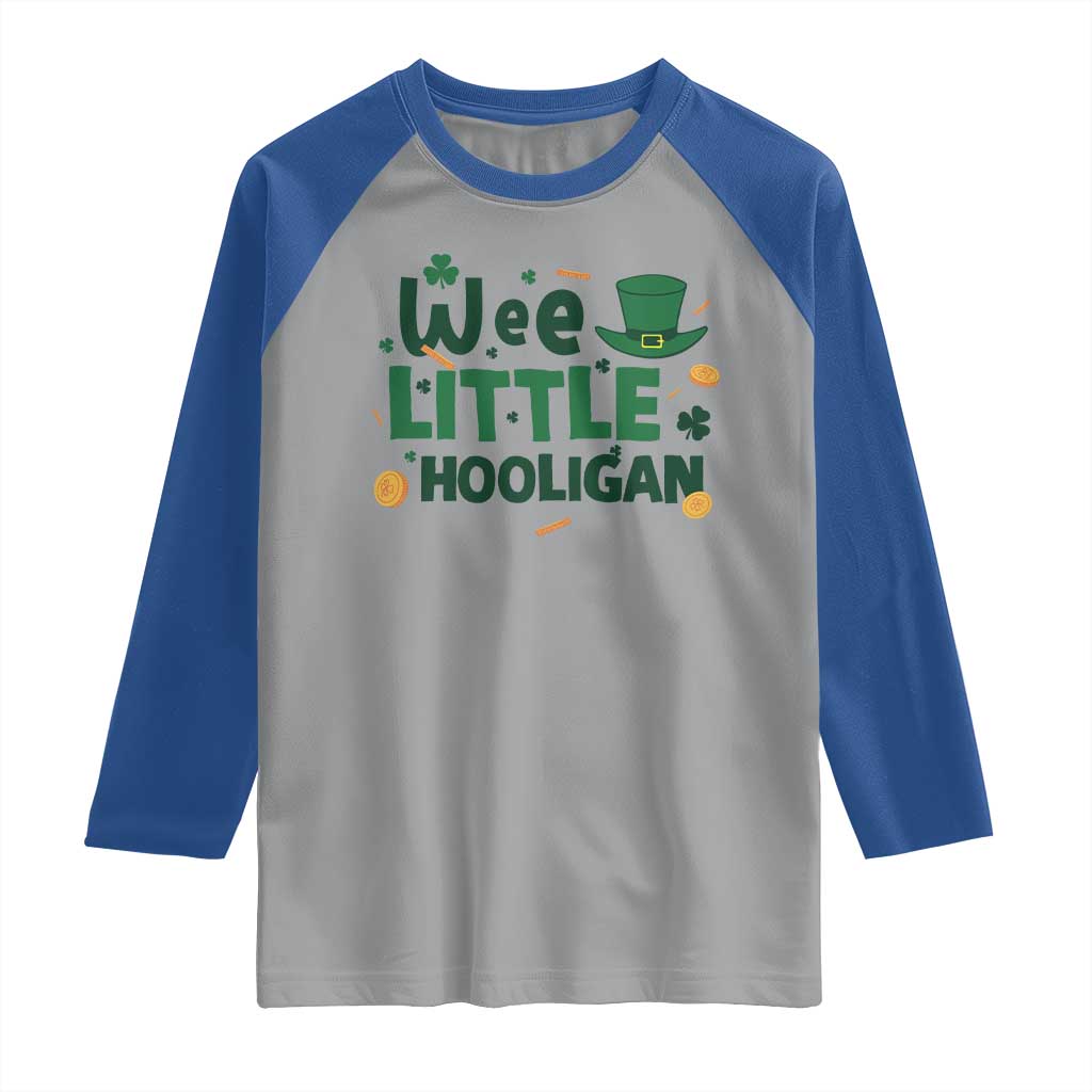 Funny St Patrick's Day Wee Little Hooligan Raglan Shirt Shamrock