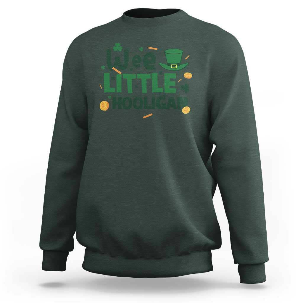 Funny St Patrick's Day Wee Little Hooligan Sweatshirt Shamrock
