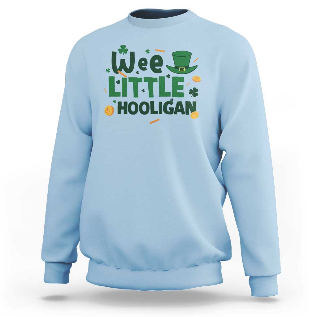 Funny St Patrick's Day Wee Little Hooligan Sweatshirt Shamrock