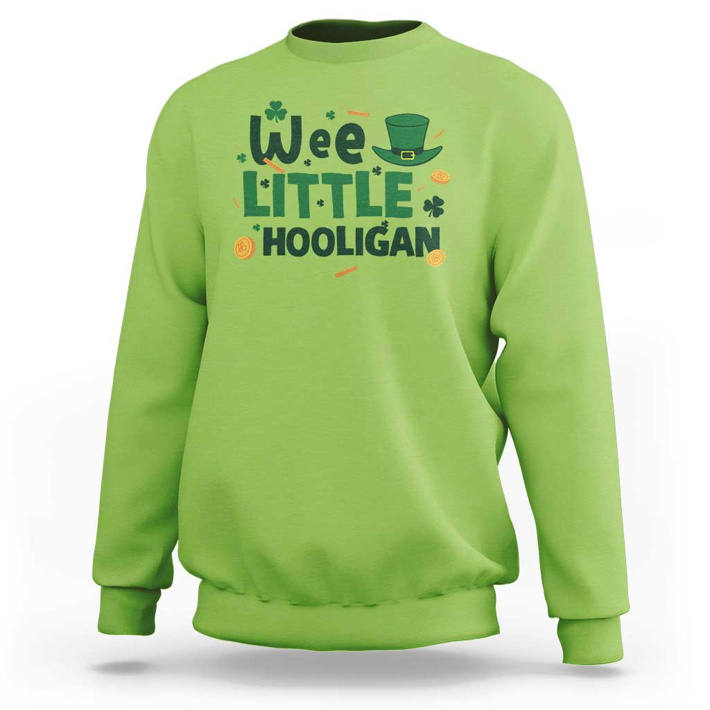 Funny St Patrick's Day Wee Little Hooligan Sweatshirt Shamrock
