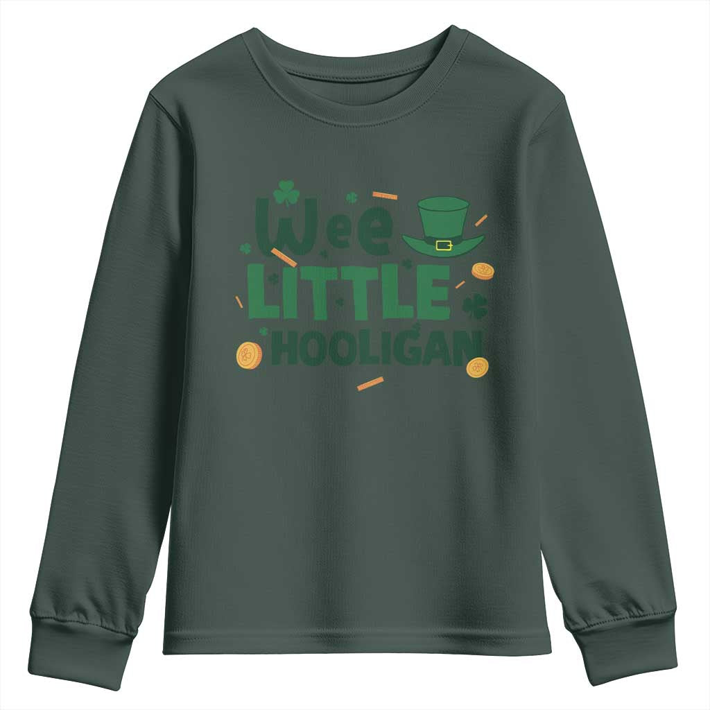 Funny St Patrick's Day Wee Little Hooligan Youth Sweatshirt Shamrock