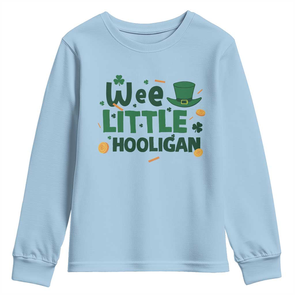 Funny St Patrick's Day Wee Little Hooligan Youth Sweatshirt Shamrock