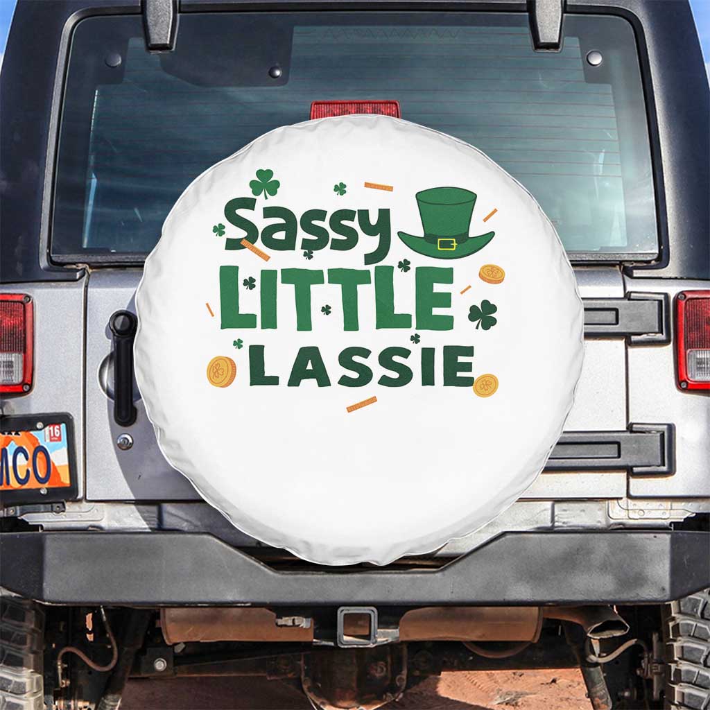 Funny St Patrick's Day Sassy Little Lassie Spare Tire Cover Shamrock