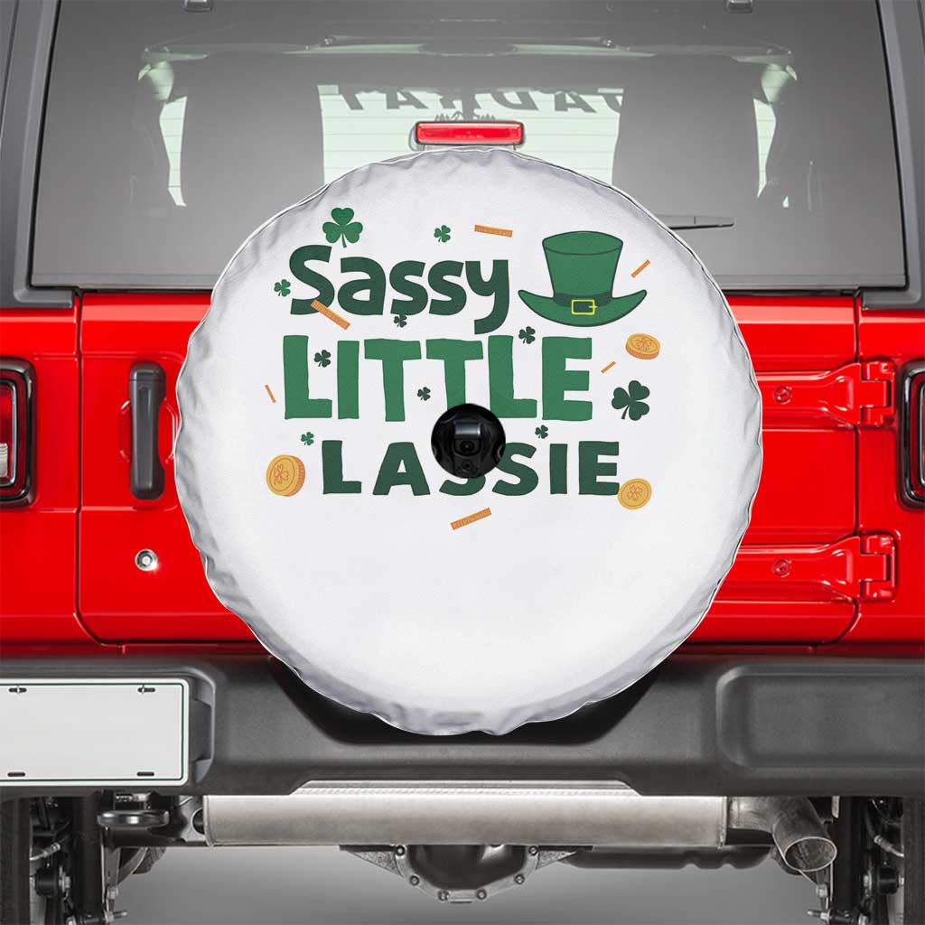 Funny St Patrick's Day Sassy Little Lassie Spare Tire Cover Shamrock