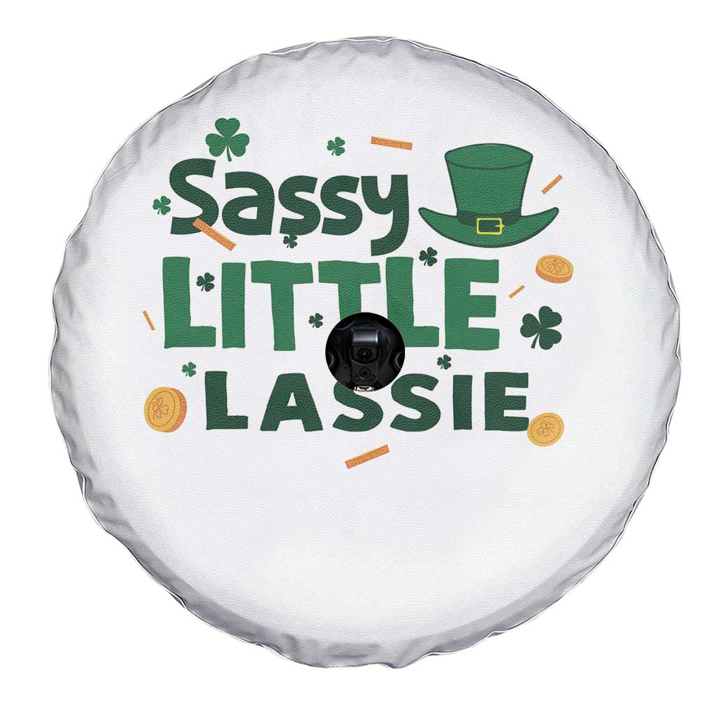 Funny St Patrick's Day Sassy Little Lassie Spare Tire Cover Shamrock