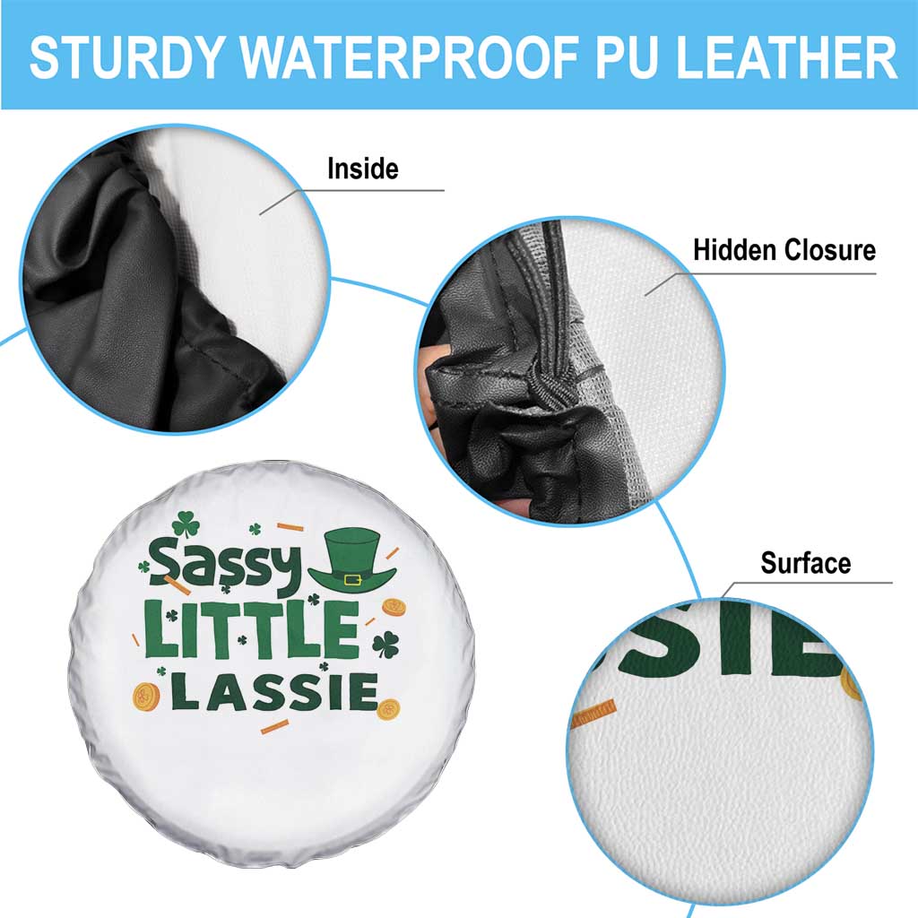 Funny St Patrick's Day Sassy Little Lassie Spare Tire Cover Shamrock