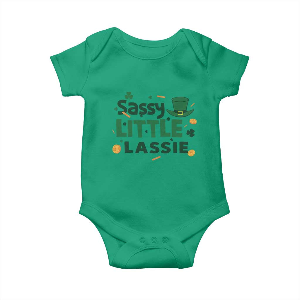 Funny St Patrick's Day Sassy Little Lassie Baby Onesie Shamrock