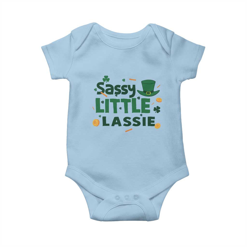 Funny St Patrick's Day Sassy Little Lassie Baby Onesie Shamrock
