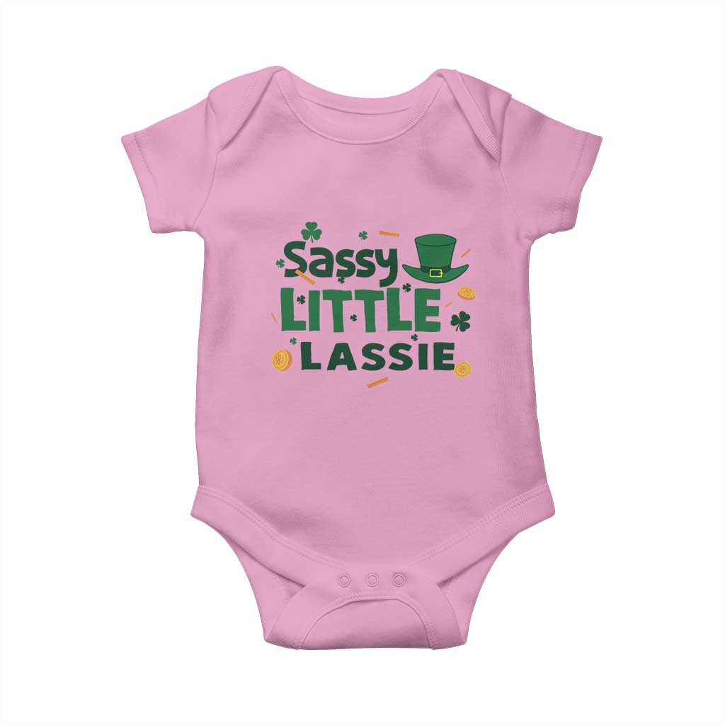 Funny St Patrick's Day Sassy Little Lassie Baby Onesie Shamrock