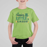 Funny St Patrick's Day Sassy Little Lassie T Shirt For Kid Shamrock