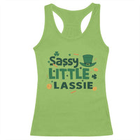 Funny St Patrick's Day Sassy Little Lassie Racerback Tank Top Shamrock