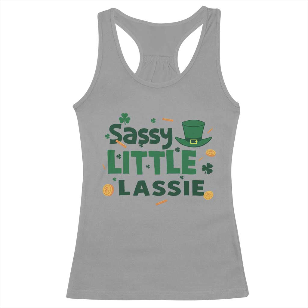 Funny St Patrick's Day Sassy Little Lassie Racerback Tank Top Shamrock