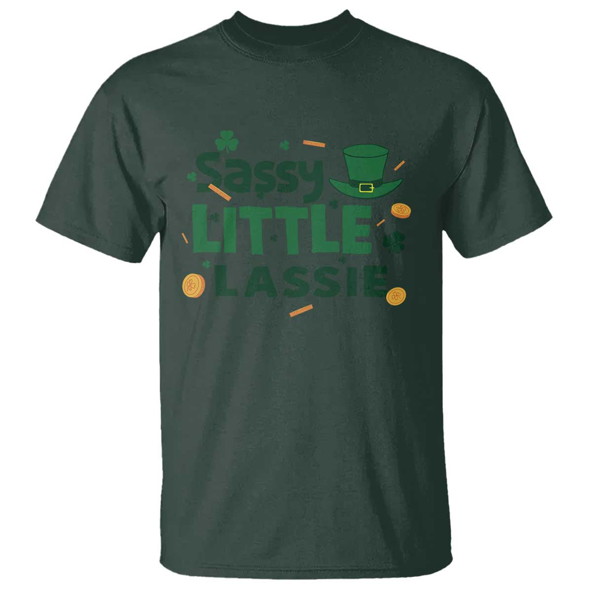 Funny St Patrick's Day Sassy Little Lassie T Shirt Shamrock