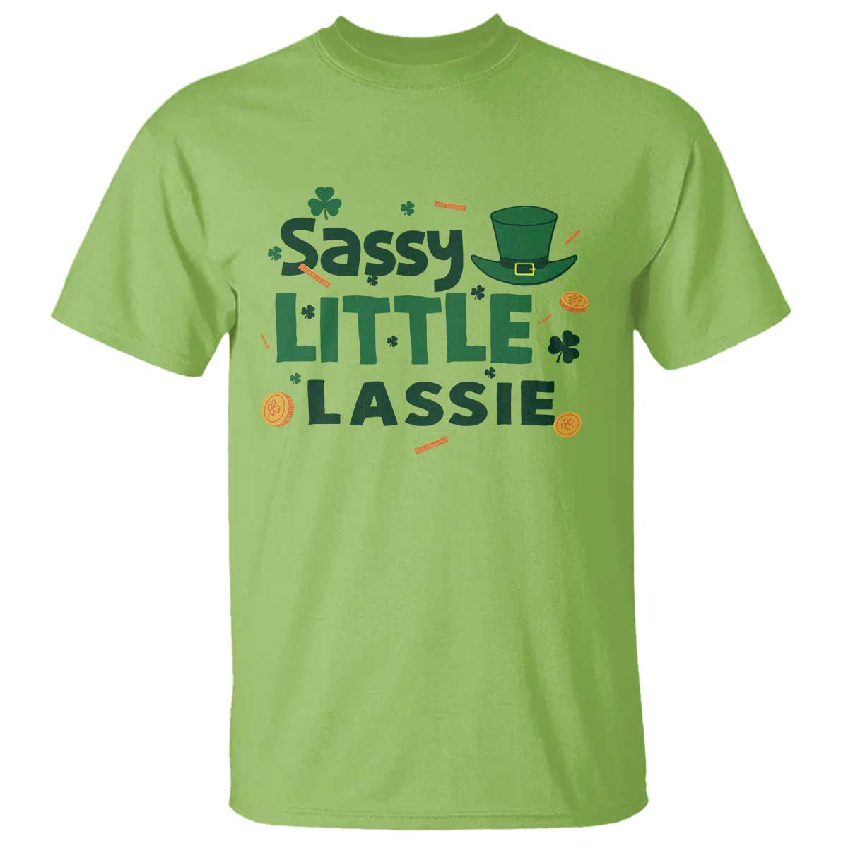 Funny St Patrick's Day Sassy Little Lassie T Shirt Shamrock