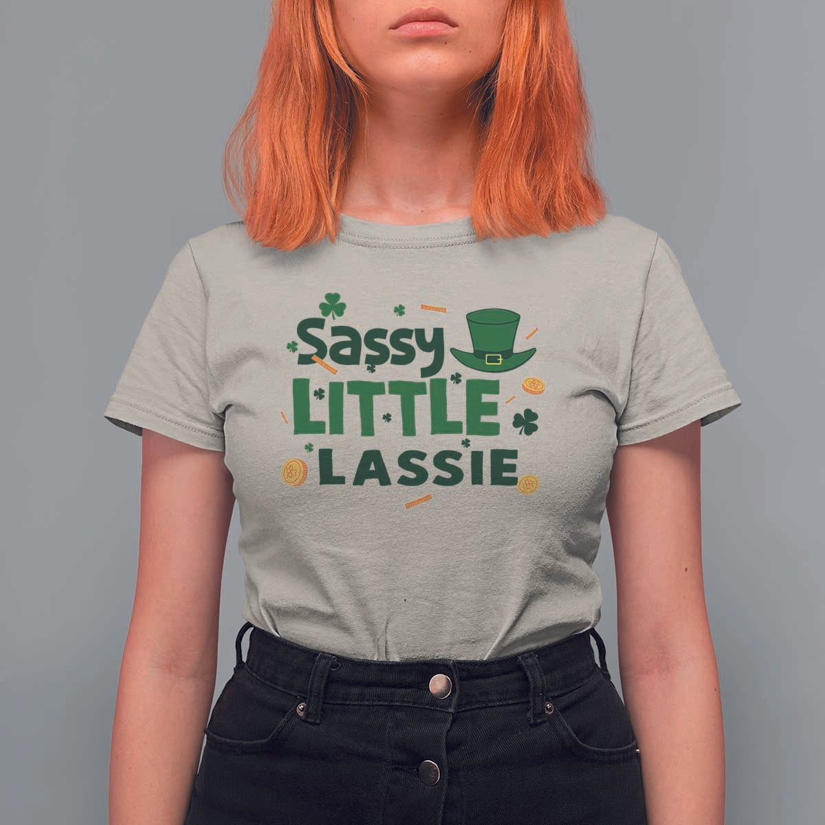 Funny St Patrick's Day Sassy Little Lassie T Shirt For Women Shamrock
