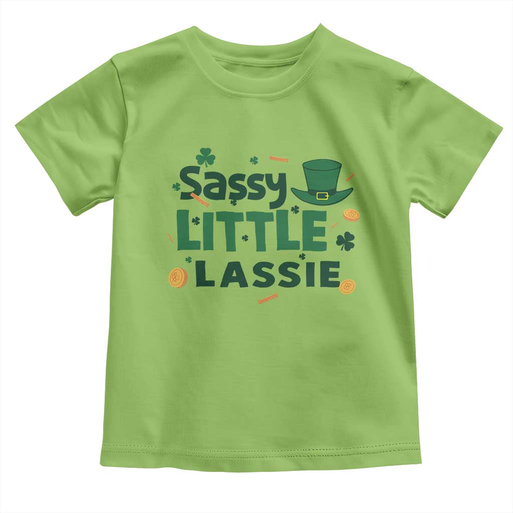 Funny St Patrick's Day Sassy Little Lassie Toddler T Shirt Shamrock