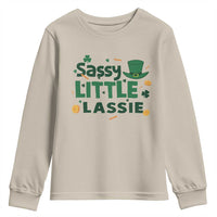 Funny St Patrick's Day Sassy Little Lassie Youth Sweatshirt Shamrock