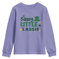 Funny St Patrick's Day Sassy Little Lassie Youth Sweatshirt Shamrock