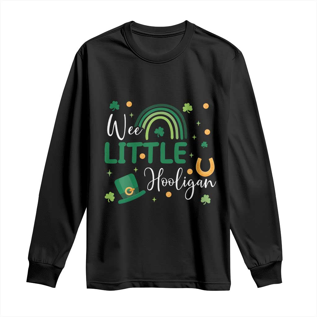 Funny Wee Little Hooligan Long Sleeve Shirt St Patrick's Day Shamrock Rainbow