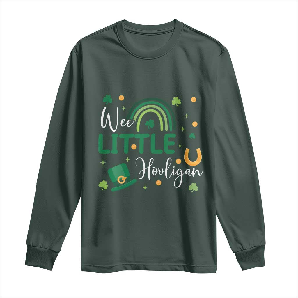 Funny Wee Little Hooligan Long Sleeve Shirt St Patrick's Day Shamrock Rainbow