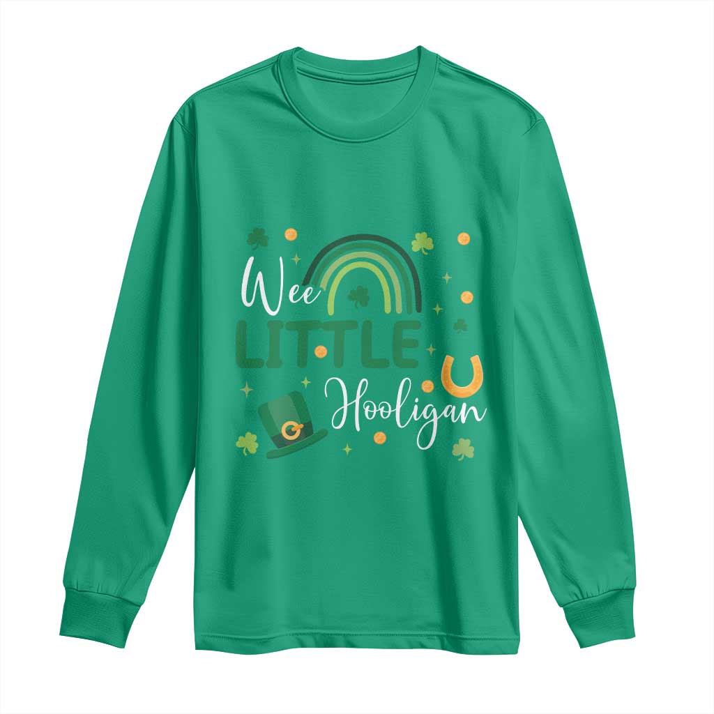 Funny Wee Little Hooligan Long Sleeve Shirt St Patrick's Day Shamrock Rainbow